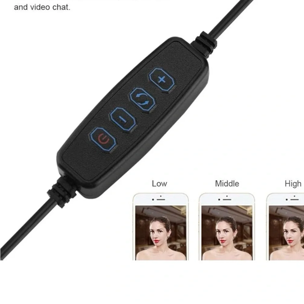 Goose Neck Selfie Light Phone Holder- Clamps to table- 3 Light Modes-360’ Rotate